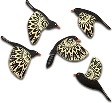 Vumyhuby 5 Pcs Black Wooden Bird Wall Art | Rustic Folk Art Wall Decor for Indoo