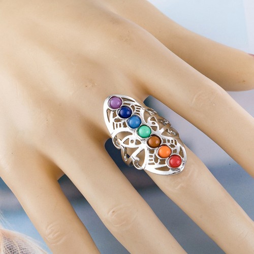 Verstellbarer Ring für Frauen, kleiner Regenbogen-Fingerring, dekorativer Ring, - Bild 10 von 12