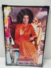 FRAMED 8” X 12” BHAGAVAN SRI SATHYA SAI BABA +WALLET PHOTO & PRASADAM PACKET-NEW