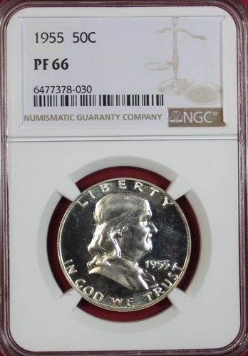 1955 PROOF FRANKLIN HALF DOLLAR NGC PF66