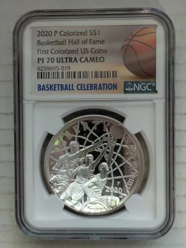 2020-P Basketball Hall of Fame Colorized 99.9% Silver Dollar NGC PR70 DCAM $1