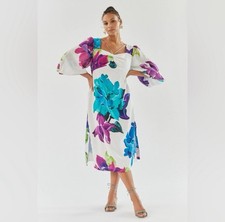 Anthropologie Maeve Floral Printed Boho Classic Open Back Midi Dress Size 10P