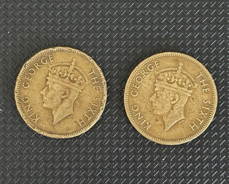Two 77 Year Old HK British Colonial Coins 10 Cents 1949 King George
