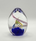 Rainbow Filament Art Glass Paperweight | Egg Shape | Controlled Bubble Swirl Stu
