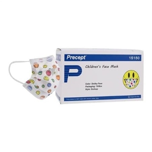 Box of 75 - Kids Children's Face Mask Earloop Smile Face - Picture 1 of 2