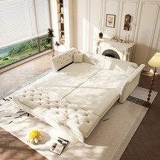 Convertible Sleeper Sofa Bed w/Queen Pull Out Sofa Deep Seat Sofa Couch Lounge