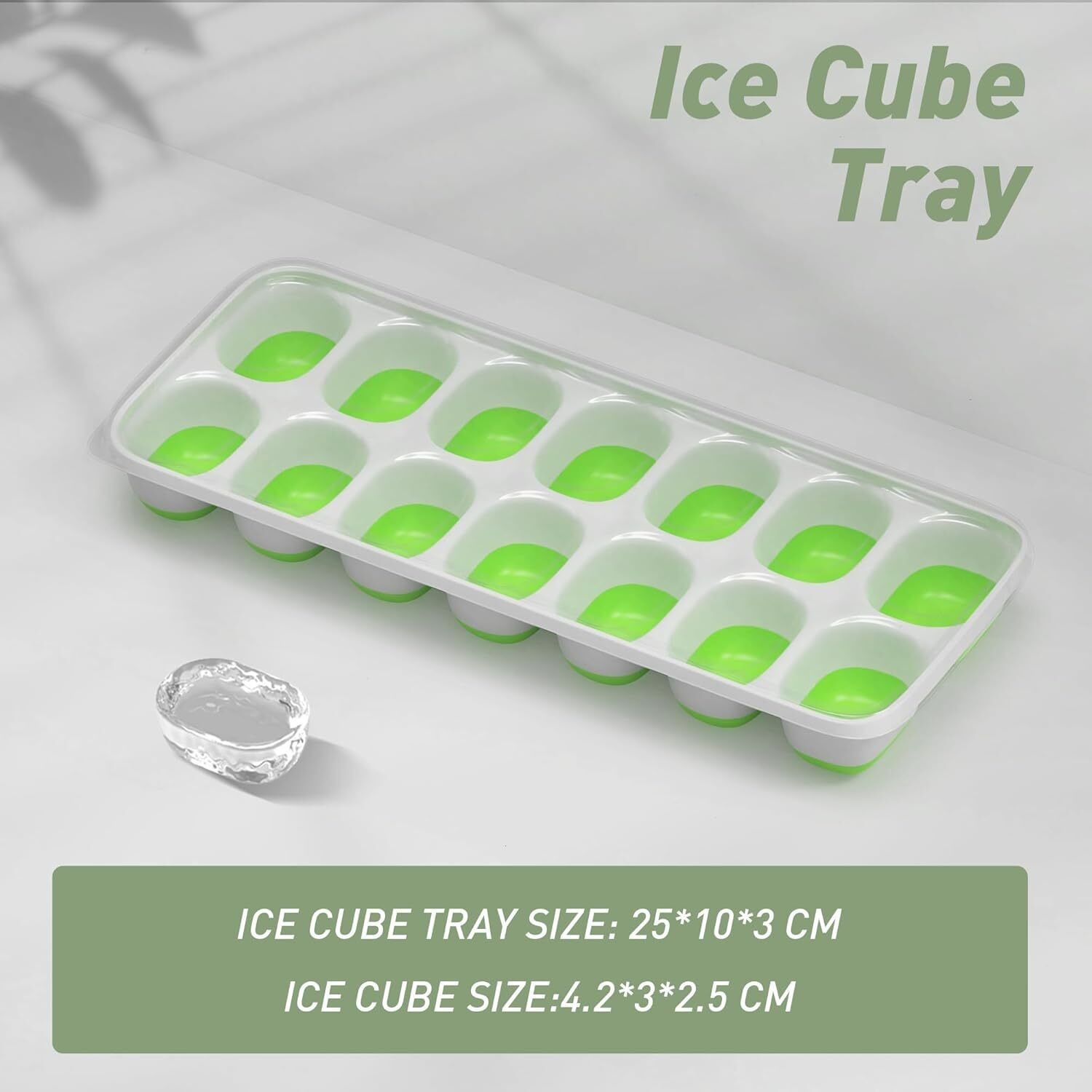 Ice Cube Tray with Lid, 4 Pack Durable Stackable Ice Cube Trays for Freezer with