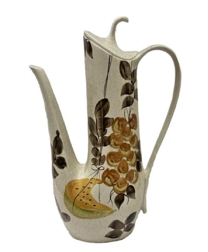 Vtg MCM Red Wing Pottery Tampico Fruit Tall Coffee Pot with Lid. Futura Line.