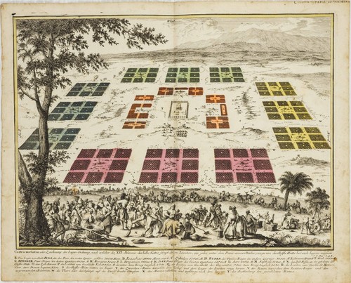 ca 1700 CAMP TWELVE TRIBES OF ISRAEL TABERNACLE ENGRAVING Weigel 17x13.5 Read