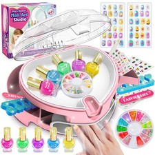 Ylovetoys Kids Nail Polish Set for Girls, Salon Ages 7-12, Pink