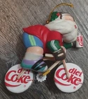 1995 Enesco Coca Cola Diet Coke Holiday Bike Hike Santa Christmas Ornament