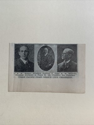 Pacific Coast League Officials Frank Ish E. N. Walker 1906 Baseball Picture