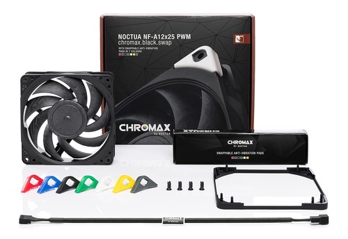 Noctua NF-A12x25 PWM chromax.Noir.swap, ventilateur silencieux premium, pack unique de 4 broches - Photo 3/9