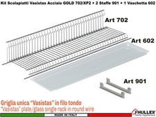 Scolapiatti VASISTAS Griglia Unica INOX 702 Pensile 90 interno 85,6 + 2 Staffe