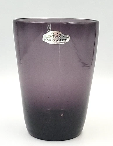 Vintage Blenko Glass Pre-Designer #366X Beaker Vase in Color Mulberry