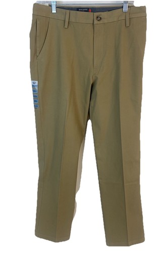 Dockers Workday khakifarbene Herrenhose 34 x 32 hellbraun gerade Passform Smart 360 Flex NEU