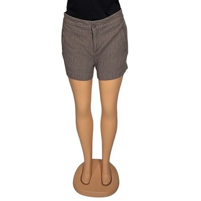 Banana Republic Womens Brown Textured Cotton Seersucker Shorts Size 14 Taupe