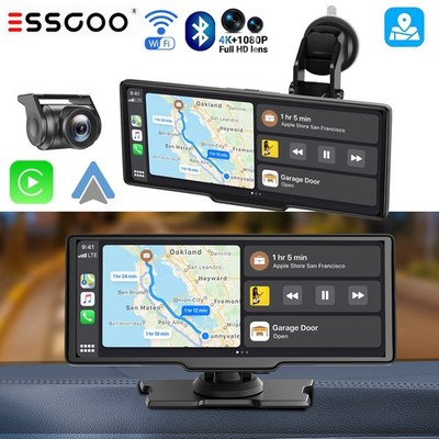 ESSGOO 4K 10.26'' Touch GPS Dual Car Recorder Dash Cam for CarPlay Android Auto