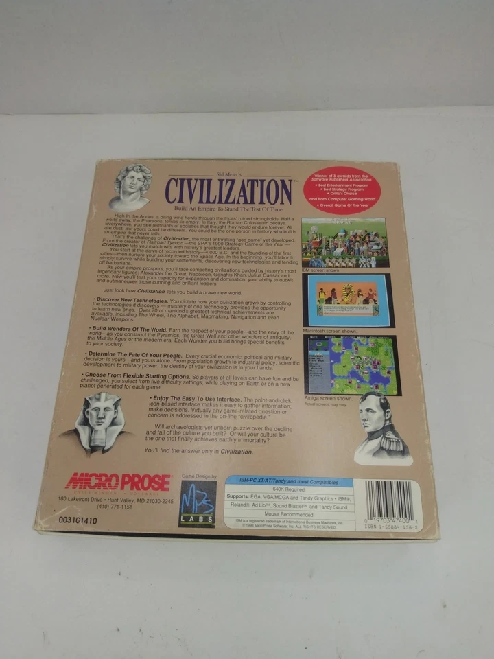 Big Box Sid Meier's Civilization Microprose IBM/Tandy 3.5" Discs - 1993 - Image 2 of 4