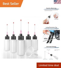 Plastic Squeeze Bottles Oil Applicator Set 5 Pcs 1 OZ Precision Needle Leak P...