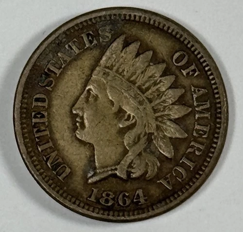1864 COPPER NICKEL INDIAN HEAD CENT XF
