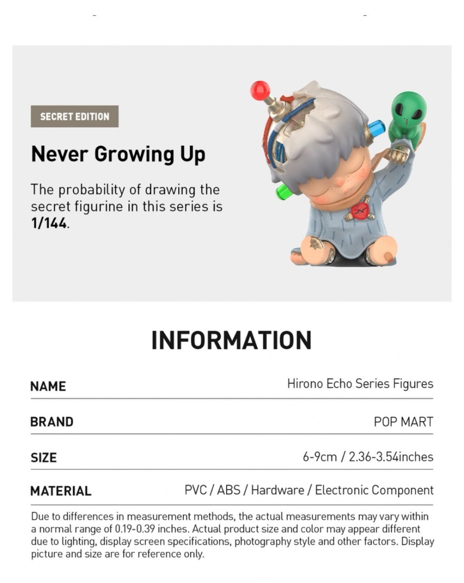 Pop Mart Hirono Echo Series SECRET EDITION-NEVER GROWING UP