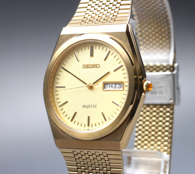 Vintage [Near MINT+] SEIKO Majesta 9533-7000 Gold Day/Date 35mm QZ