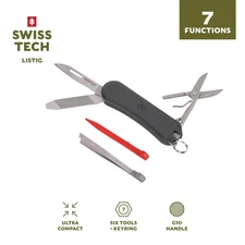 Swiss Tech 7-in-1 Folding Multi-Tool, Scissors & G10 Handle Knife