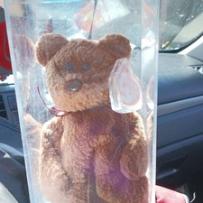 Ty Beanie Buddy Beanie Babies Teddy Bear Plush w/ Heart Tag in Display Case
