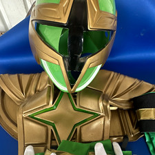 Green Power Ranger Halloween Costume w/ Helmet  Gloves Size 4-6
