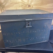 Antique Metal Deed Box, Wilcox & Giles & Turley, 1800s Dates (Collection Only)