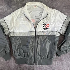 Men's Vintage 90's Western Auto Parts White Gray NASCAR Windbreaker Jacket Sz L