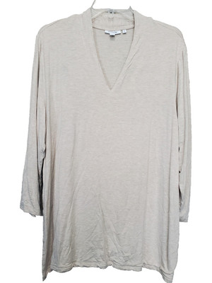 Chico's Touch of Cool Oatmeal Jersey Knit V-Neck Tunic Size 4 (XXL)