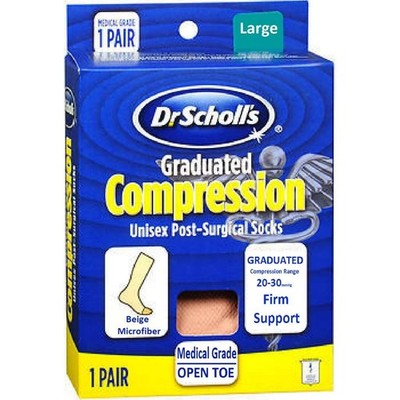 Dr. Scholl's Graduated Compression Unisex Open Toe Post-Surgical Socks 20-30 Bei