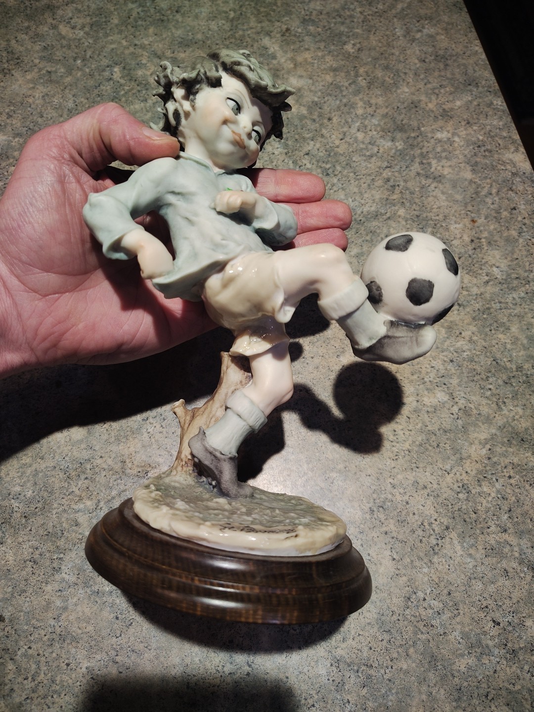 Guiseppe Armani 1982 Italian Boy Kicking Soccer Ball Made In Italy