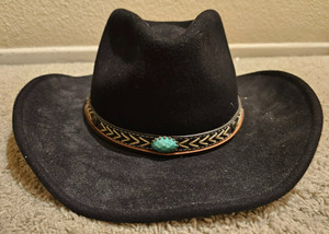 Bill Connor Straw Hat with Black Suede Trim/Braid and Suede Sweatband EUC Conner Hats | eBay main image 3