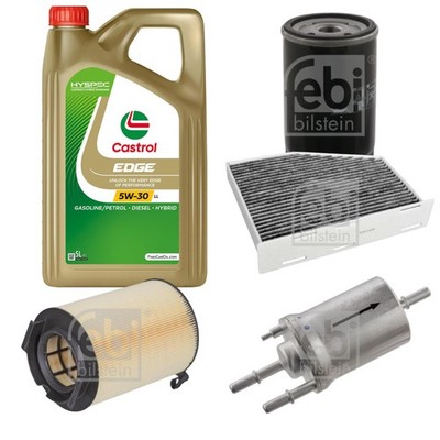 FEBI Inspektionspaket 5L Castrol EDGE Titanium FST 5W-30 LL für VW Golf VI 1.6