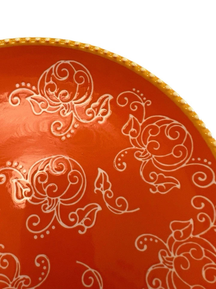 "Juego de 2 platos de calabaza de 8"" de encaje floral Temptations naranja de Tara" Foto 3 de 4