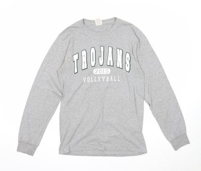 JERZEES Herren grau Polyester Pullover Sweatshirt Größe S - Trojaner Volleyball