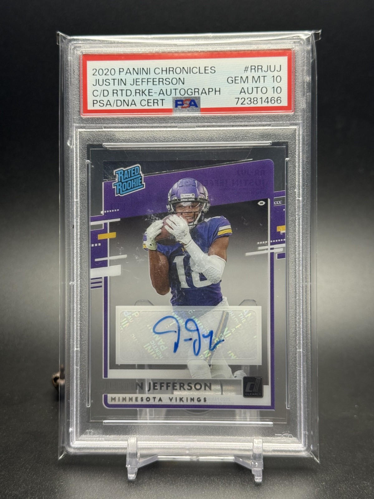 Justin Jefferson Panini Chronicles Clearly Donruss Rated Rookies #RRJUJ Autograph