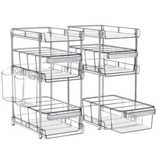 Clear Bathroom Organizers 2 Sets 3 Tier, Pull Out Organizer and Storage with ...