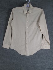 Sears Perma-Prest Men's 15.5 Regular Fit Dress Shirt 34/35 Long Sleeve Beige Tan