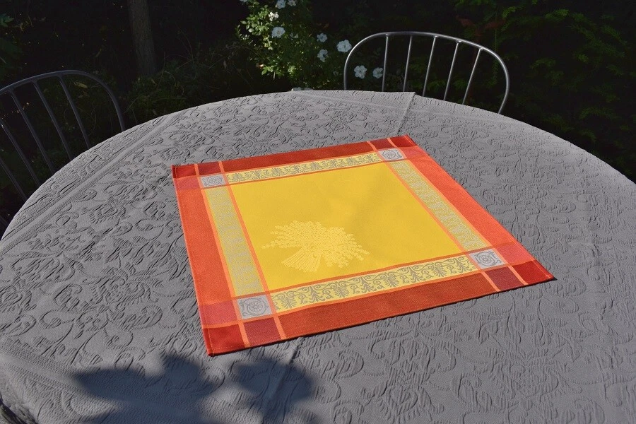 Salvietta Jacquard Cotone 50x50 CM Giallo Con Lavanda Di Francia Provenza - Immagine 2 di 4