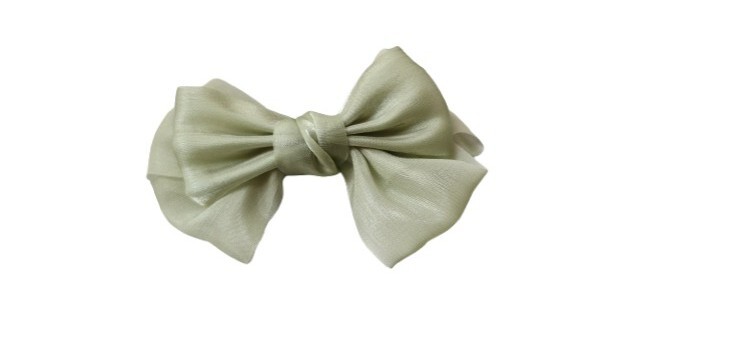 NEW 10cm Green Chiffon Ribbon Double Bow 4.5cm Hair Beak Clip Slide Fashion