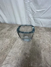 Beautiful Blown and Polished Modern Thick Glass Vase Square 6”