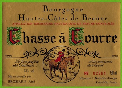 Burgundy-Hautes Côtes De Beaune Wine Label ''Chasse à Courre'' Brossard-R.231