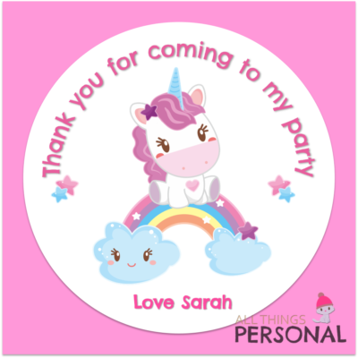 thank you for coming to my party unicorn stickers