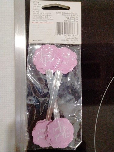 Thank You Bag Ties 15 ct from Wilton 8938 - Picture 2 of 4