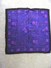 VINTAGE BLUE ROSE PRINT WOVEN ACRYLIC 33" BY 33"SCARF SOFT WARM/WINTER WARDROBE