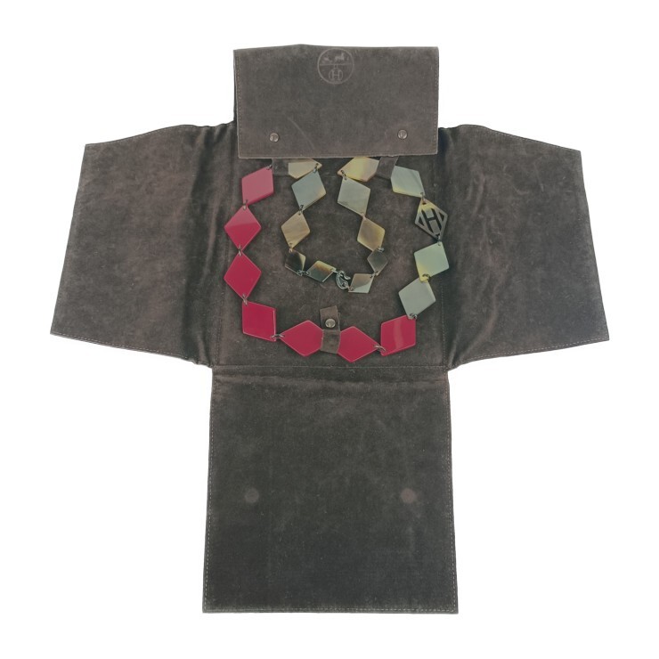 HERMES DEVA Necklace - Brown Bordeaux Buffalo Horn Ladies